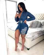 Distressed Denim Dress