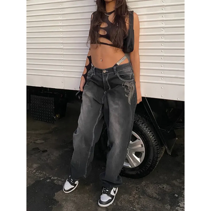 プリントカーゴジーンズ