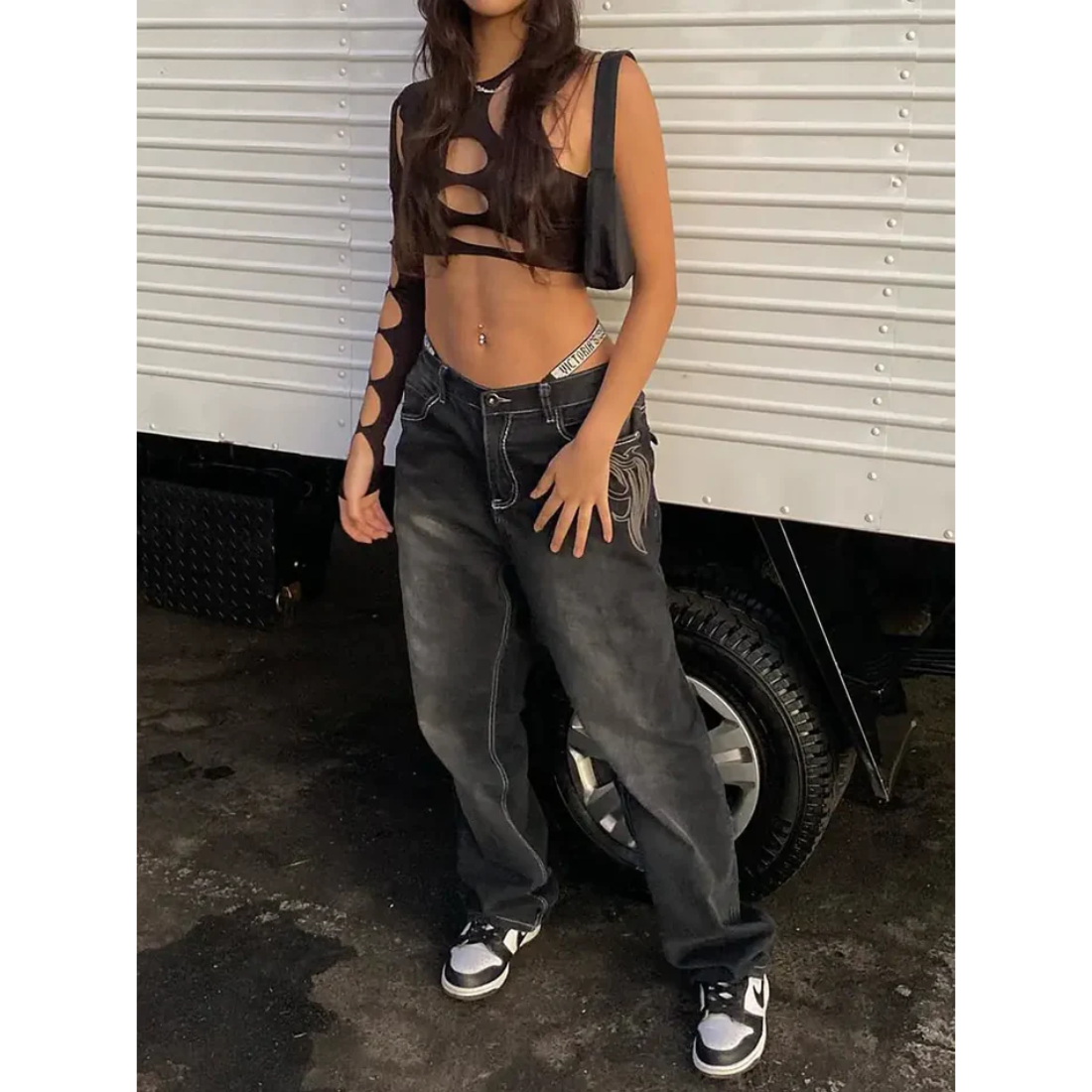 プリントカーゴジーンズ