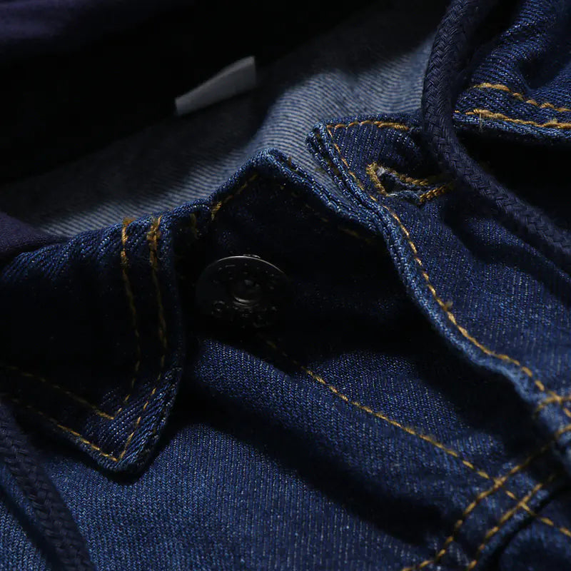 Men's Casual Knitted Hooded Denim Jacket J02