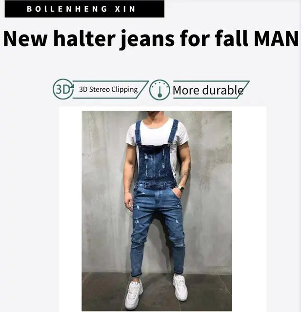 シックなメンズデニムオーバーオール