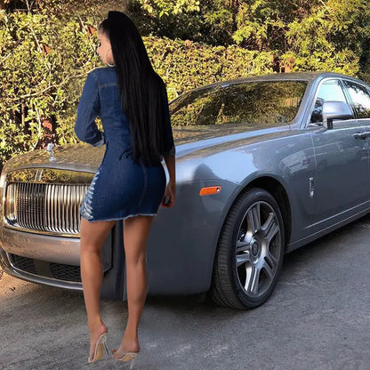 レディース ダメージデニムドレス