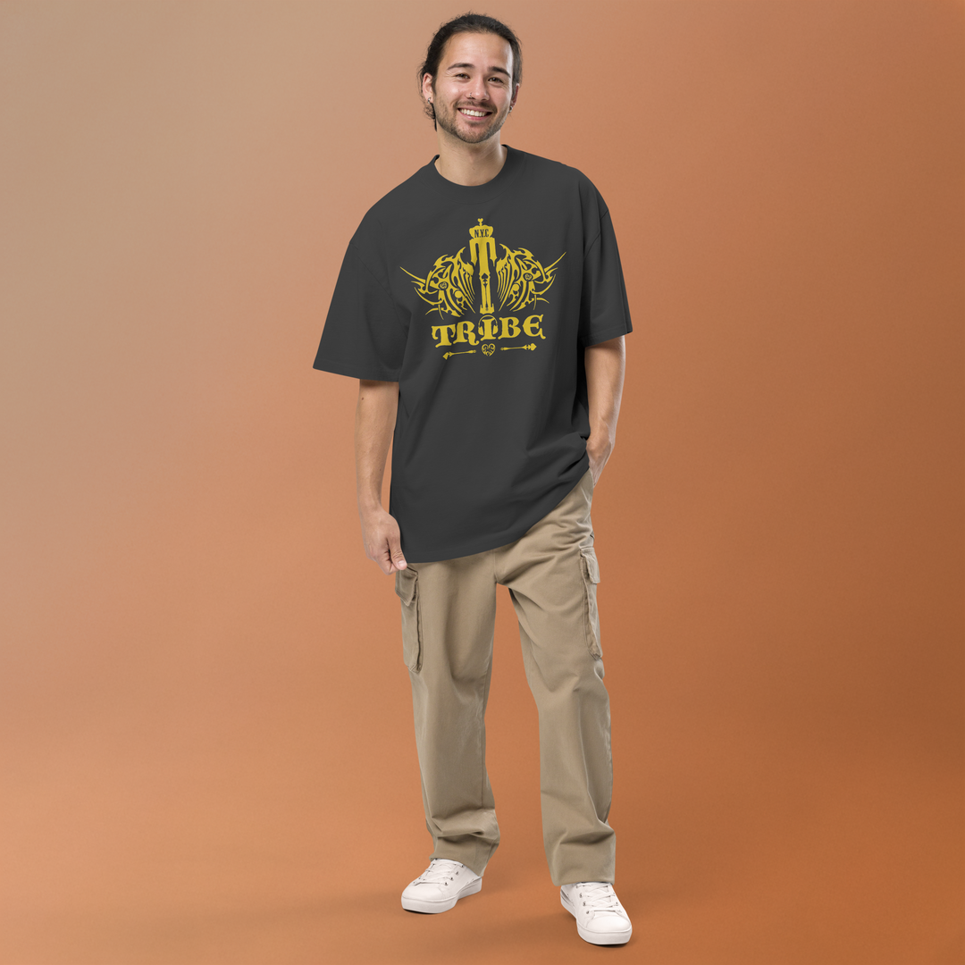 Oversized Faded T-Shirt-Gold Logo