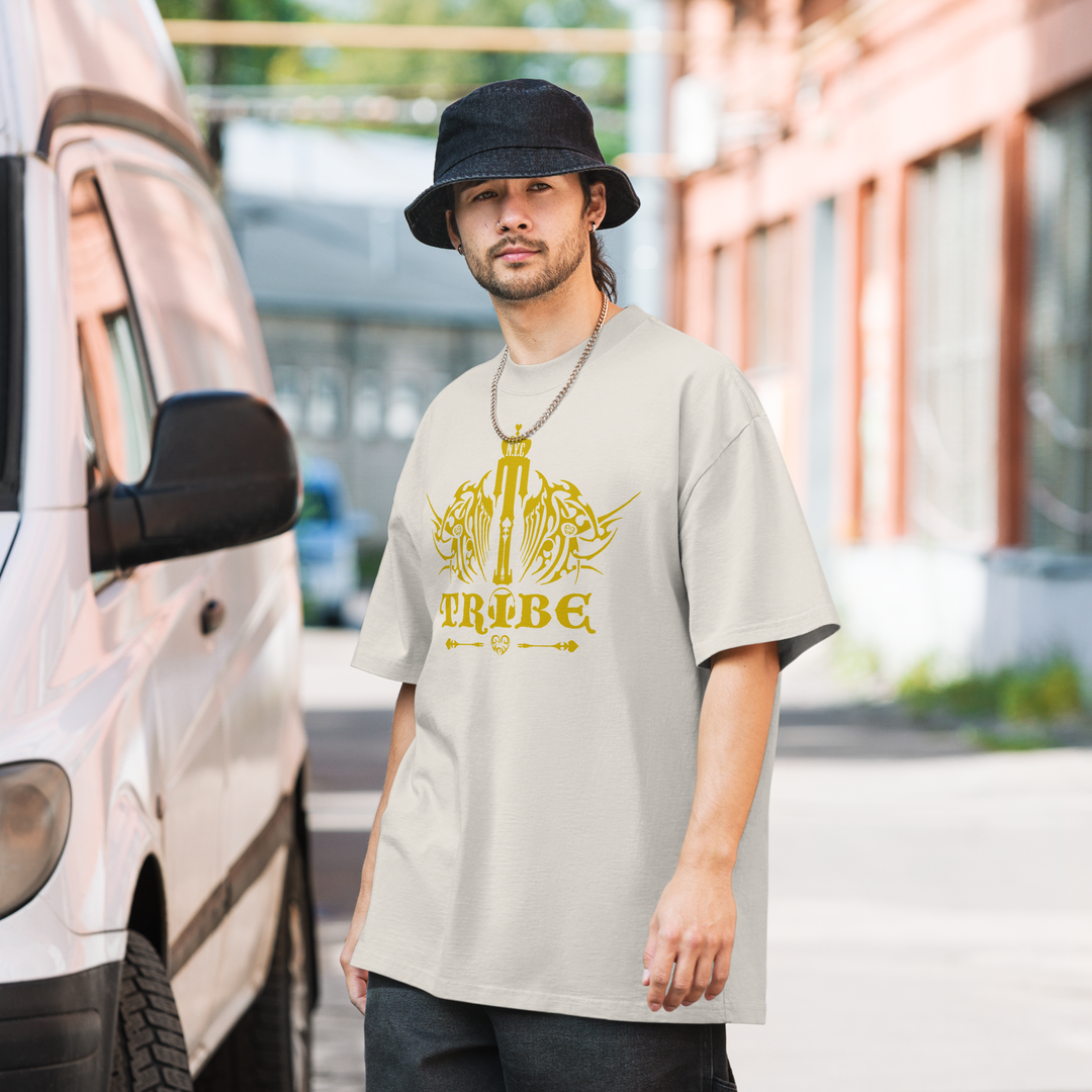 Oversized Faded T-Shirt-Gold Logo
