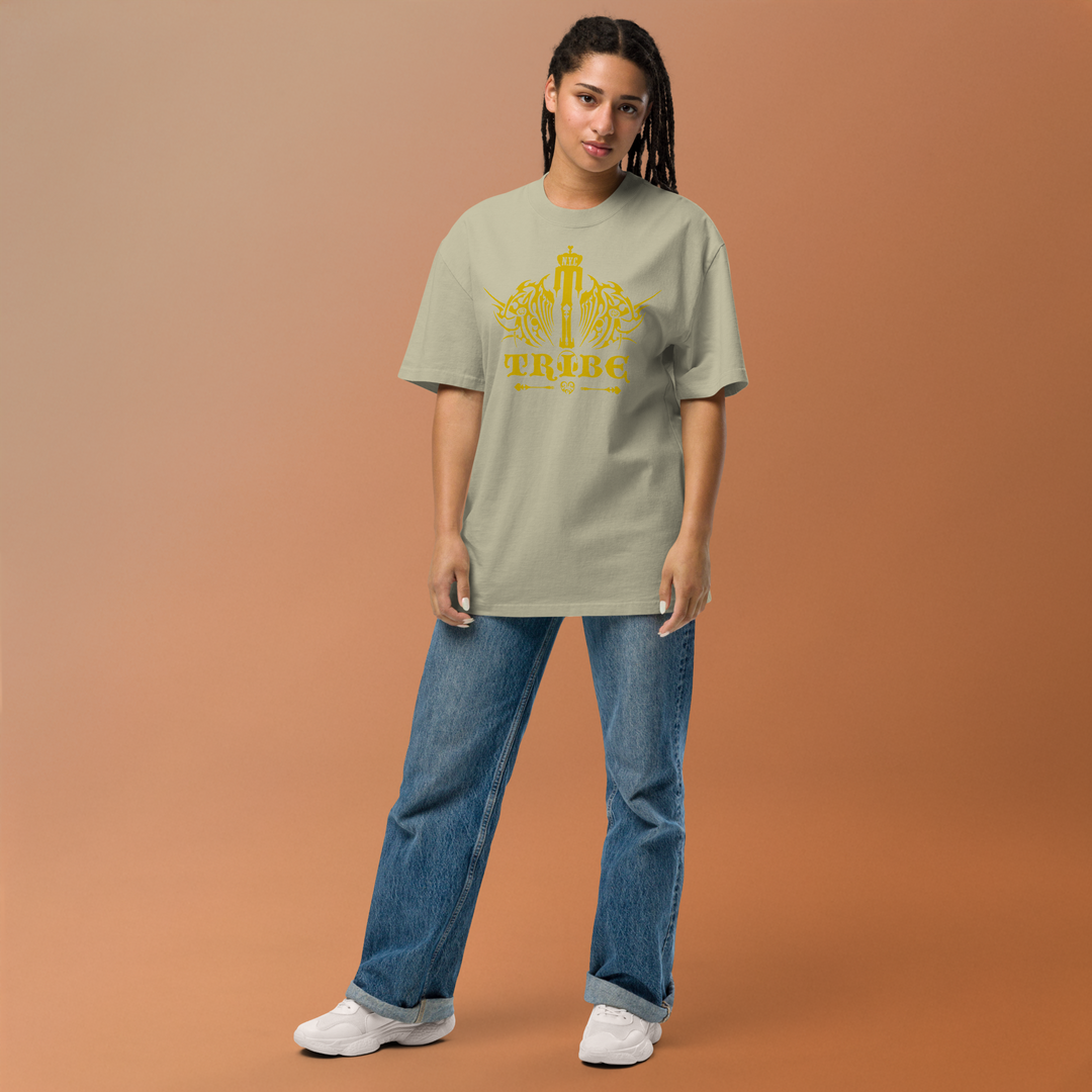Oversized Faded T-Shirt-Gold Logo
