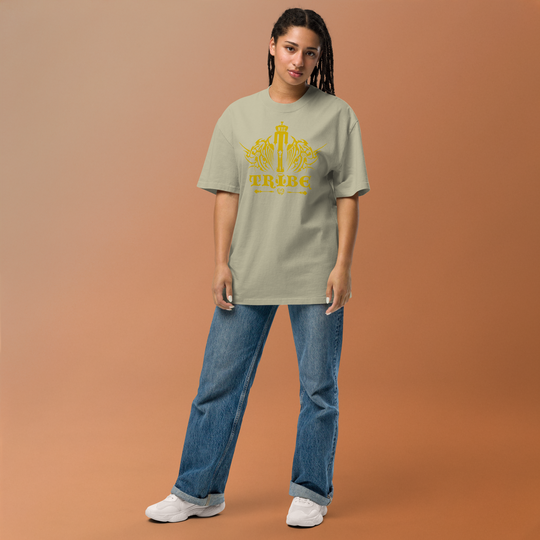 Oversized Faded T-Shirt-Gold Logo