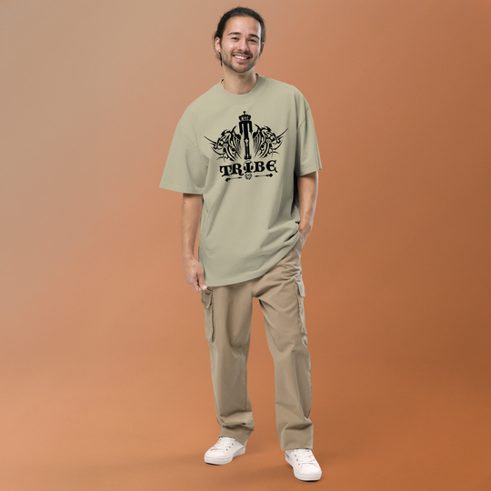 Oversized Faded T-Shirt-Black Logo