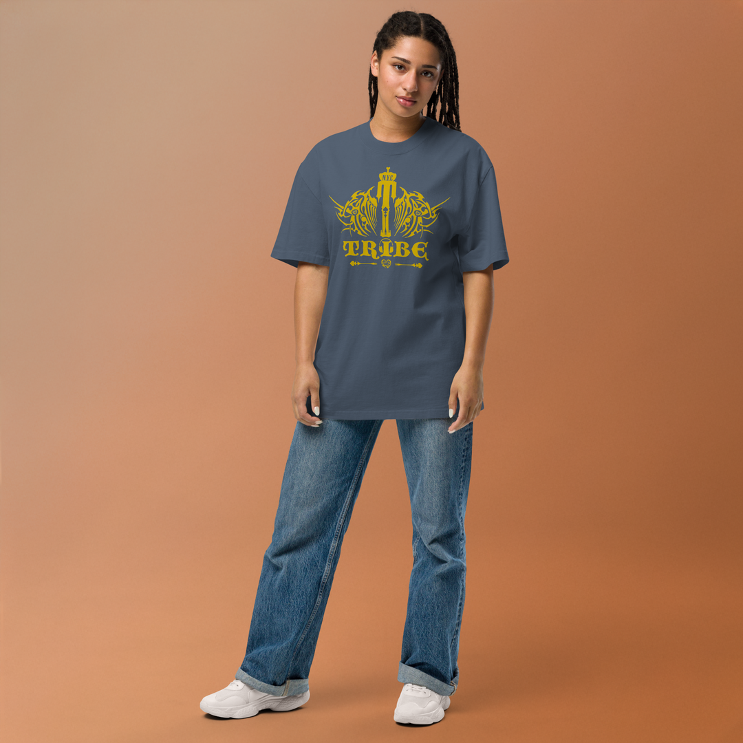 Oversized Faded T-Shirt-Gold Logo