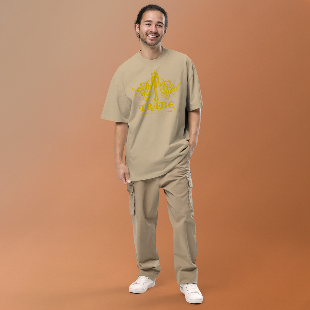 Oversized Faded T-Shirt-Gold Logo